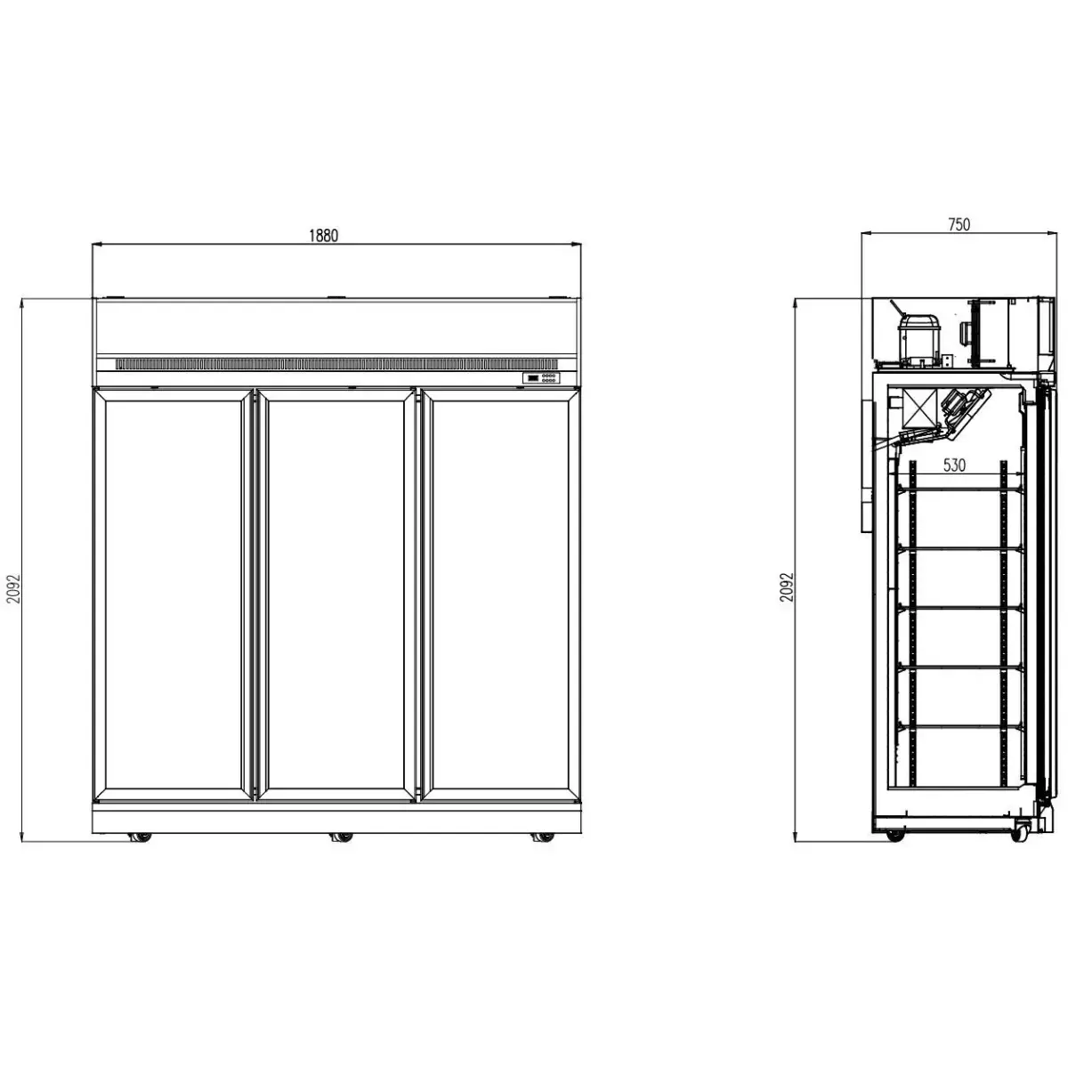 vrieskast 3 glasdeuren zwart ins-1530f bl **let op, er is sprake van een hogere inschakelstroom waardoor een automaat met c karakteristiek noodzakelijk is.** - image 2