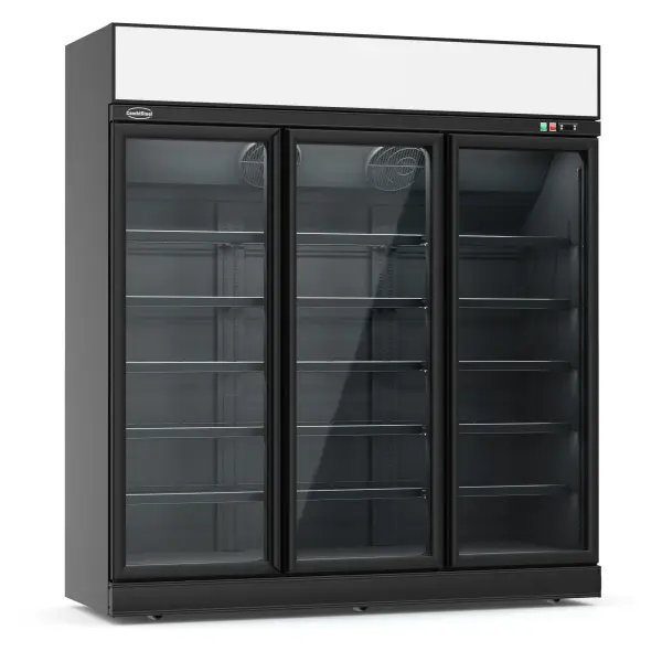 VRIESKAST 3 GLASDEUREN ZWART INS-1530F BL **Let op, er is sprake van een hogere inschakelstroom waardoor een automaat met C karakteristiek noodzakelijk is.** - Main Image