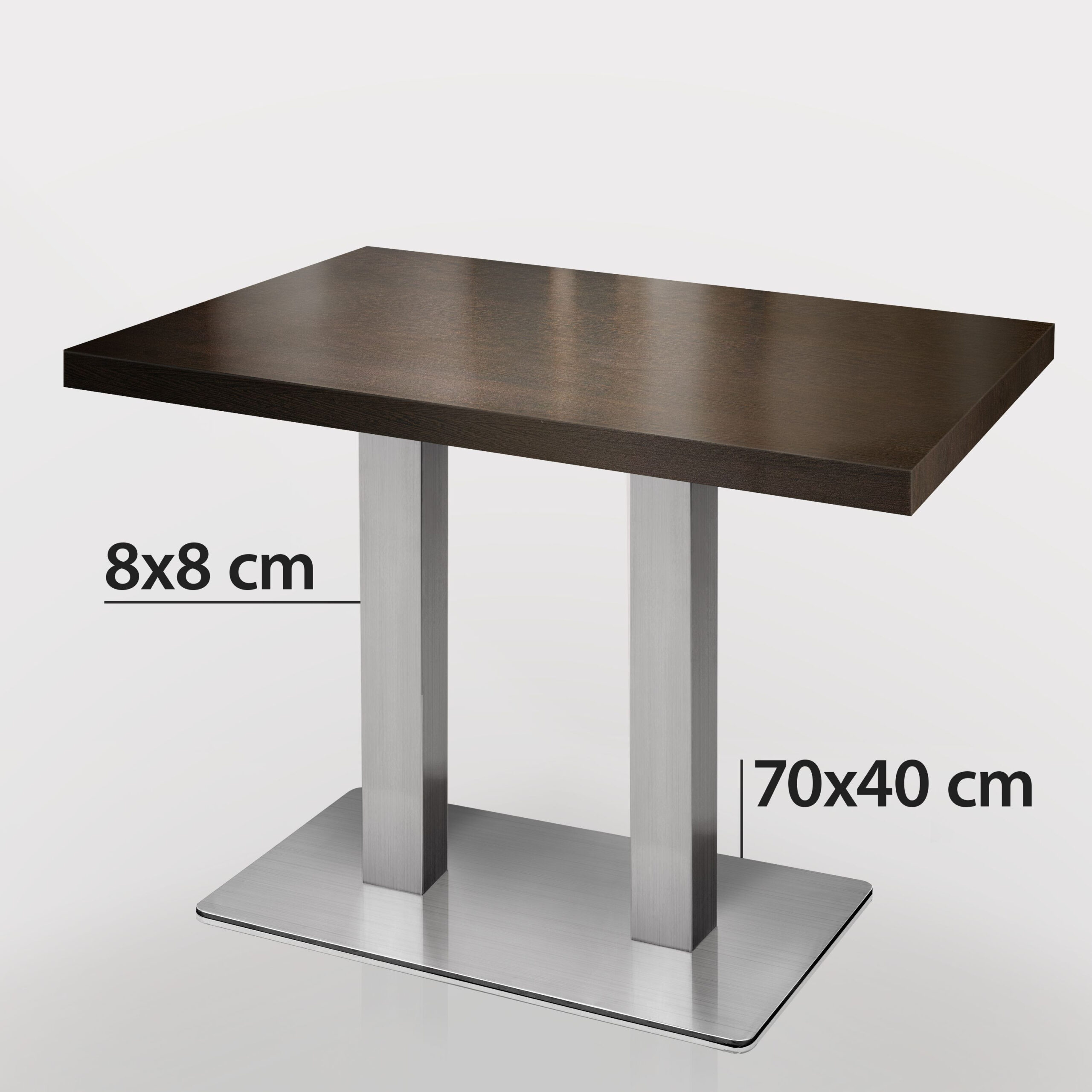 Tafel Rechthoek Wenge met RVS onderstel 120cm x 70cm