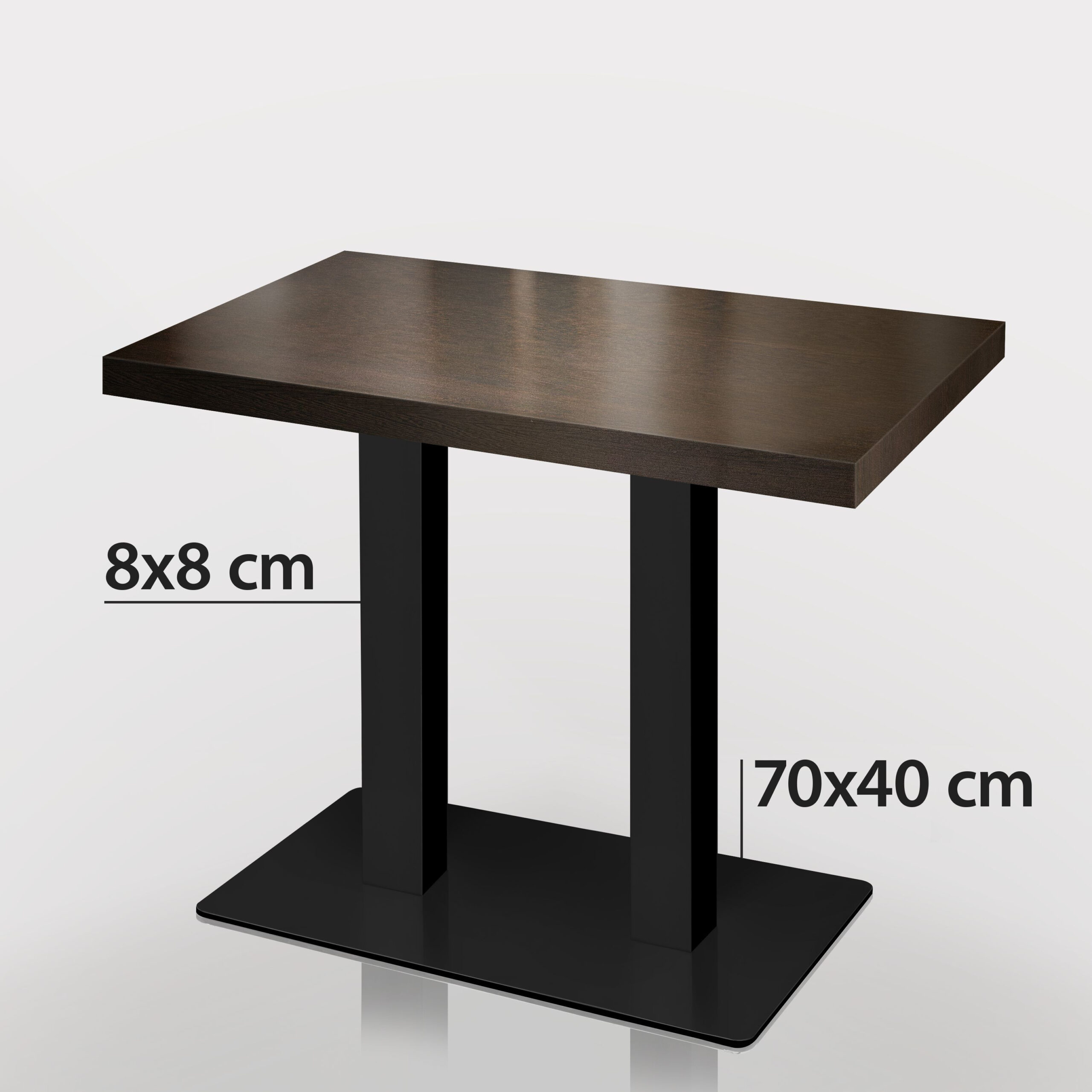 Tafel Rechthoek Wenge met Zwart onderstel 120cm x 70cm