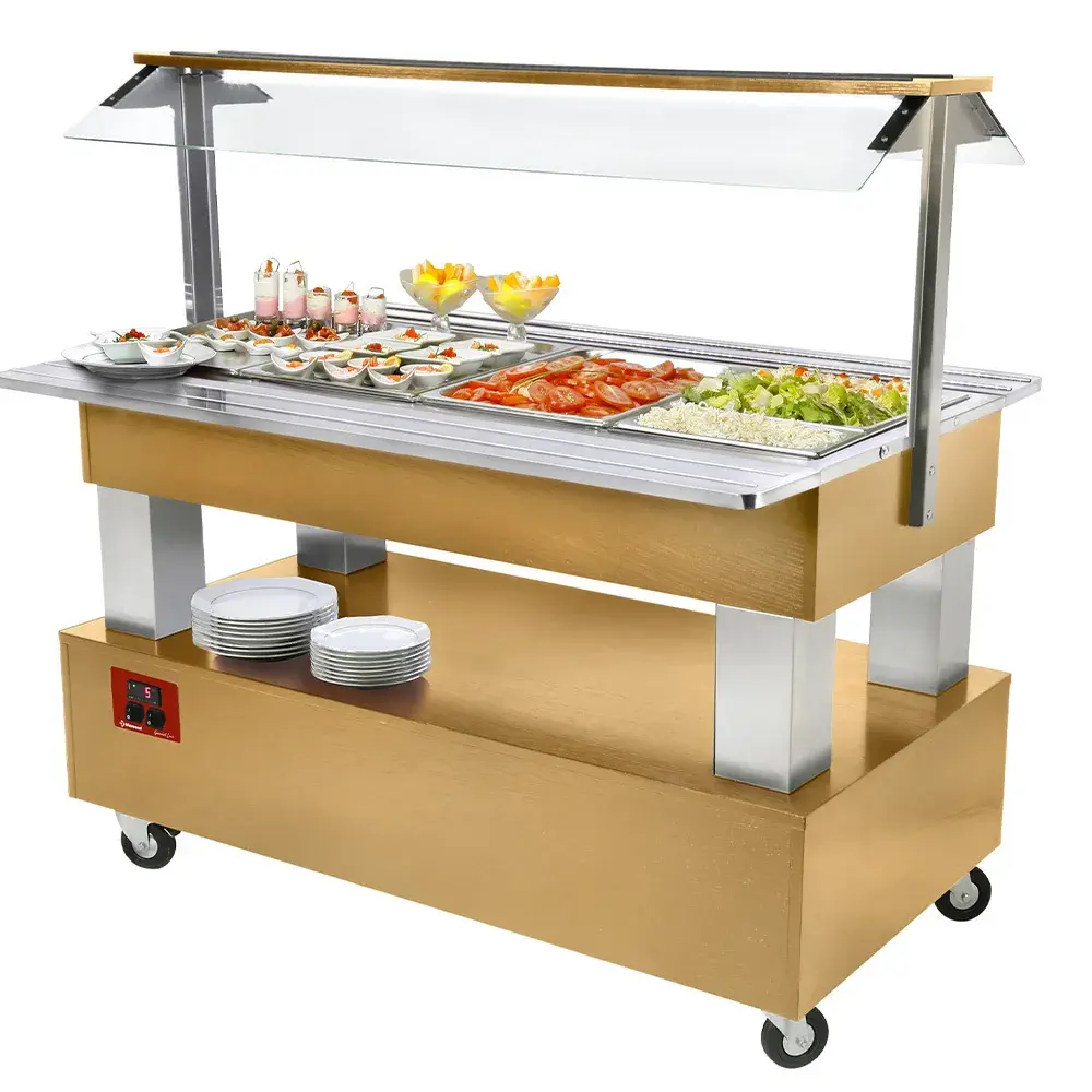 Buffet - Salad bar, gekoeld, 4x GN 1/1-150 (Licht eiken hout) - Main Image