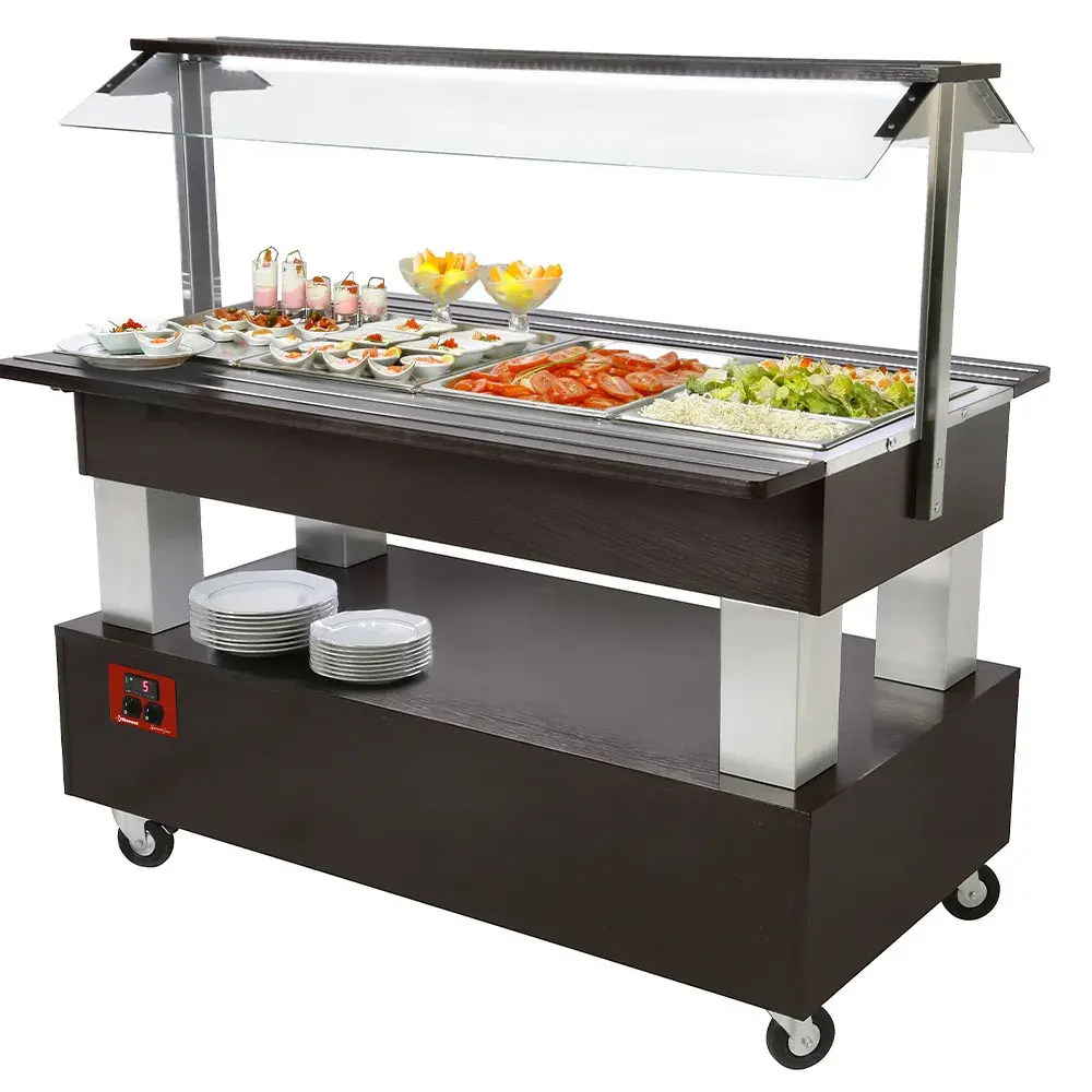 Buffet - Salad bar, gekoeld, 4x GN 1/1-150 (Wengé hout) - Main Image