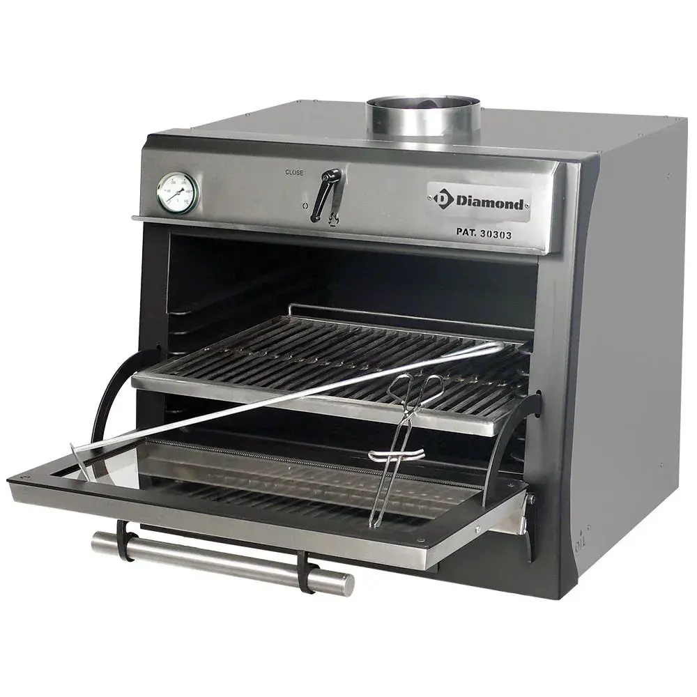 Houtskooloven-BBQ, GN 1/1 (60 Kg/h)/Roestvrij staal
