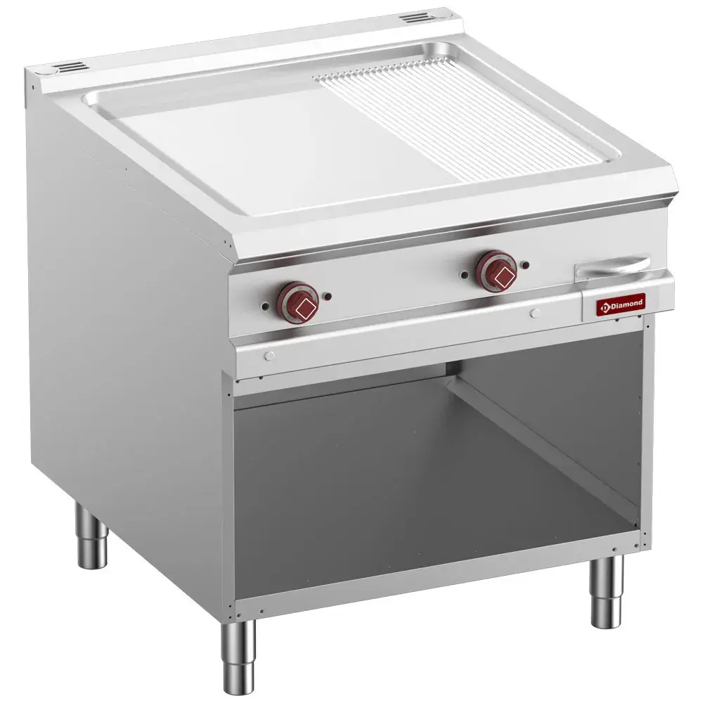 El. bakplaat, verchroomd, 2/3 vlak 1/3 geribd, module 1/1, op open kast - Main Image