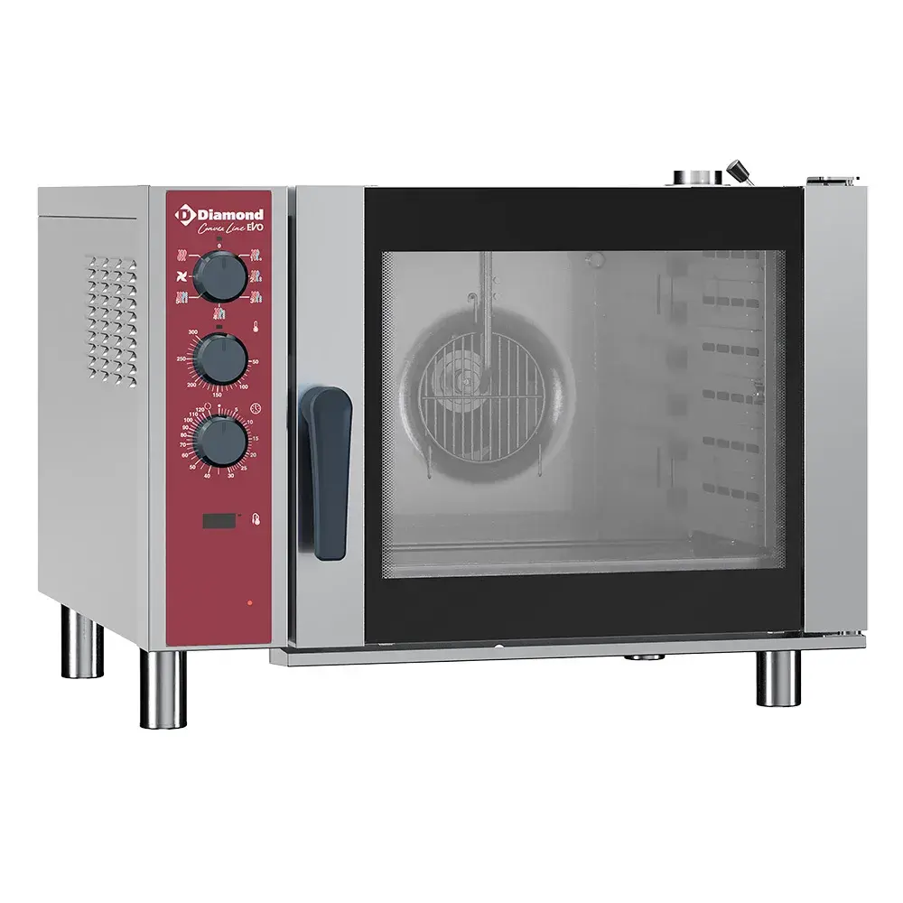 Elektrische convectie oven 6x GN 1/1, automatische luchtbevochtiger
