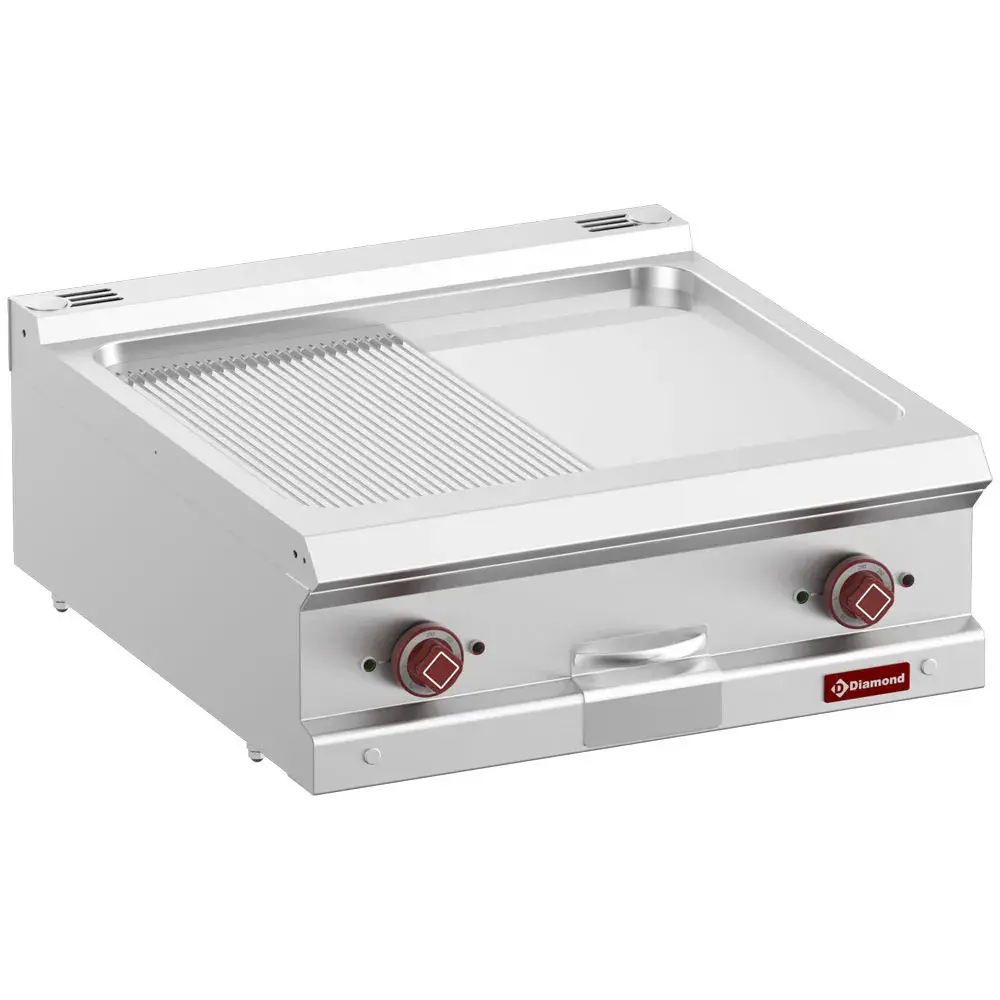 Elek. bakplaat, 1/2 vlakke 1/2 geribde, hard verchr., module 1/1 -Top-