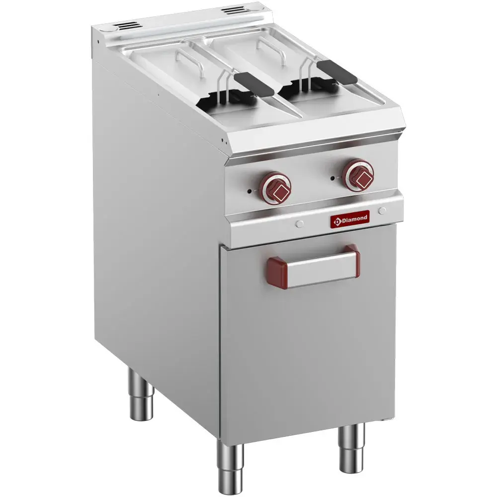Elektrische friteuse 2 kuipen van 7 liter op kast