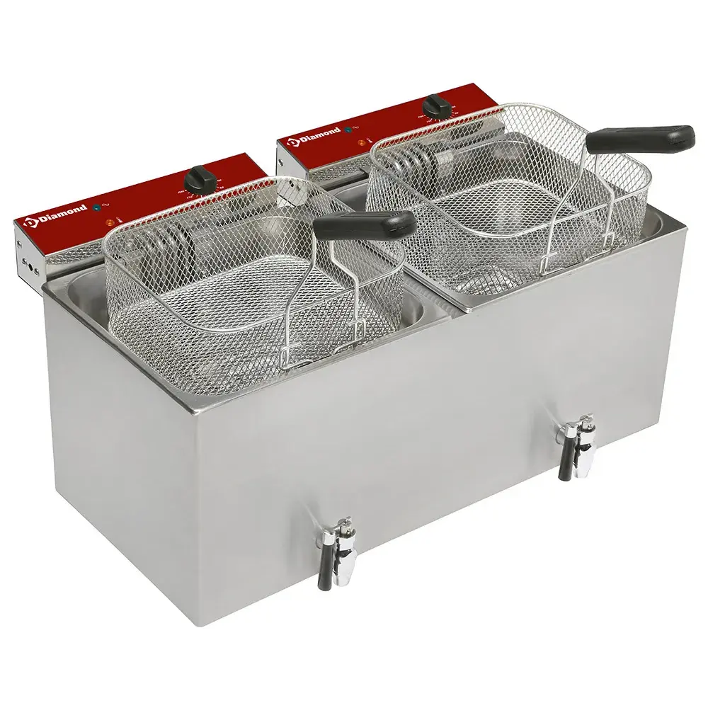 Elektrische friteuse tafelmodel 2x 12 liter + aftapkraan