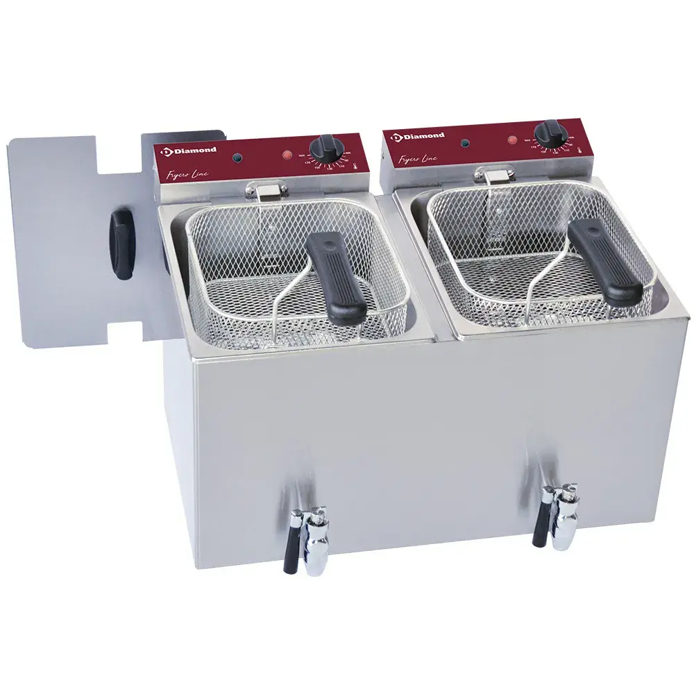 Elektrische friteuse tafelmodel 2x 8 liter + aftapkraan