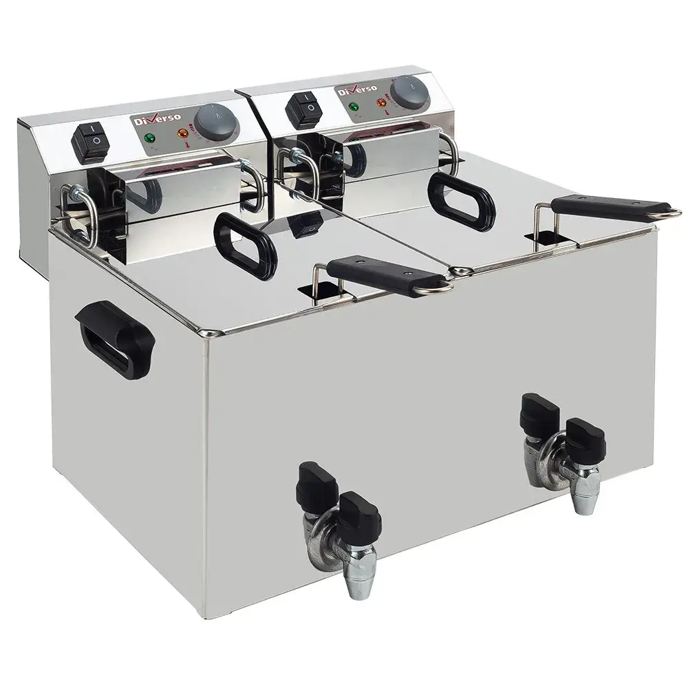 Elektrische friteuse tafelmodel 2x 10 liter + aftapkraan - Main Image