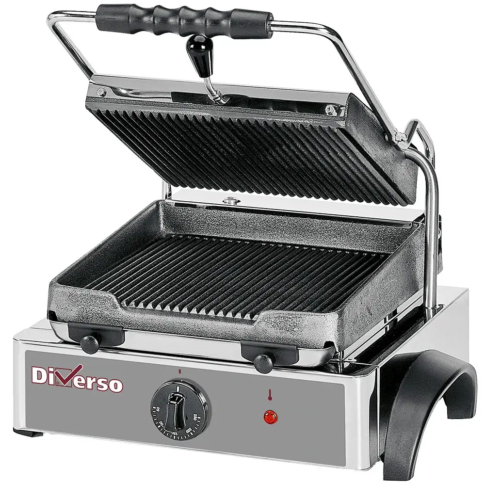 Elektrische panini grill, geribde platen - Main Image