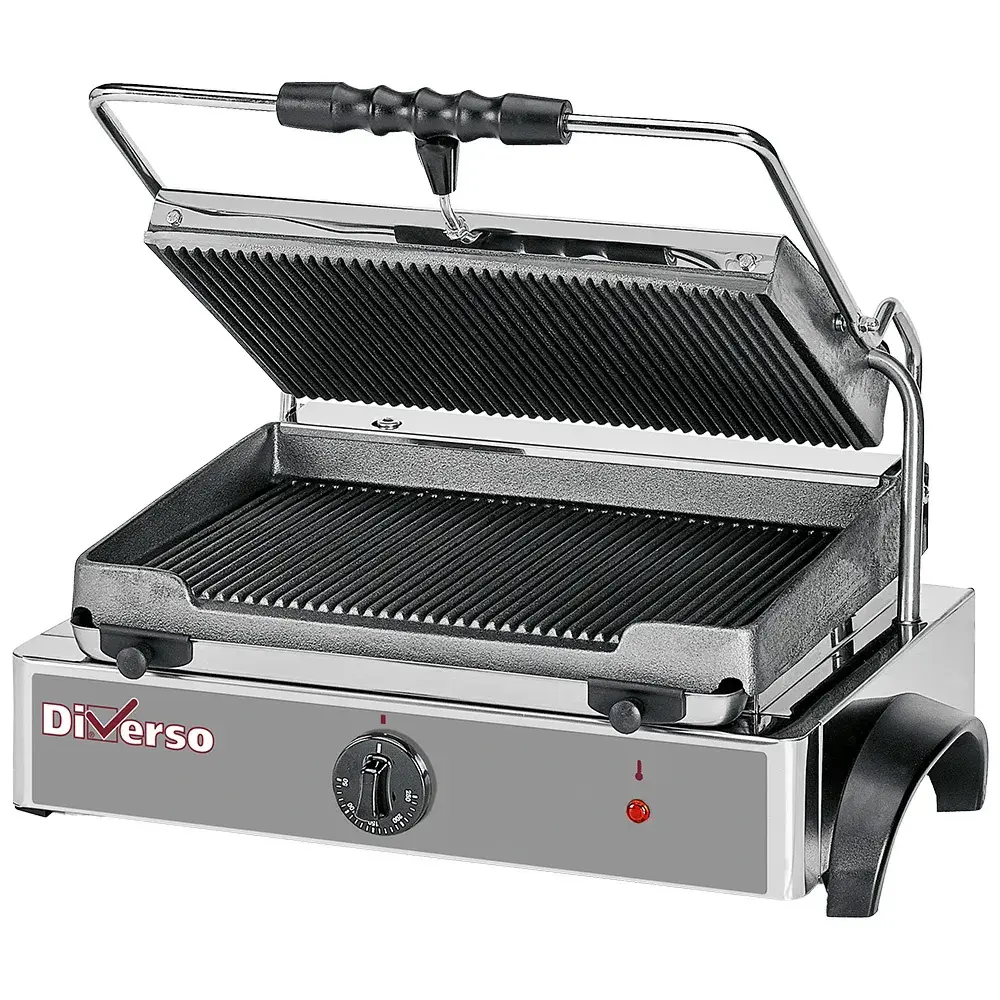 Elektrische panini grill MEDIUM, geribde platen - Main Image