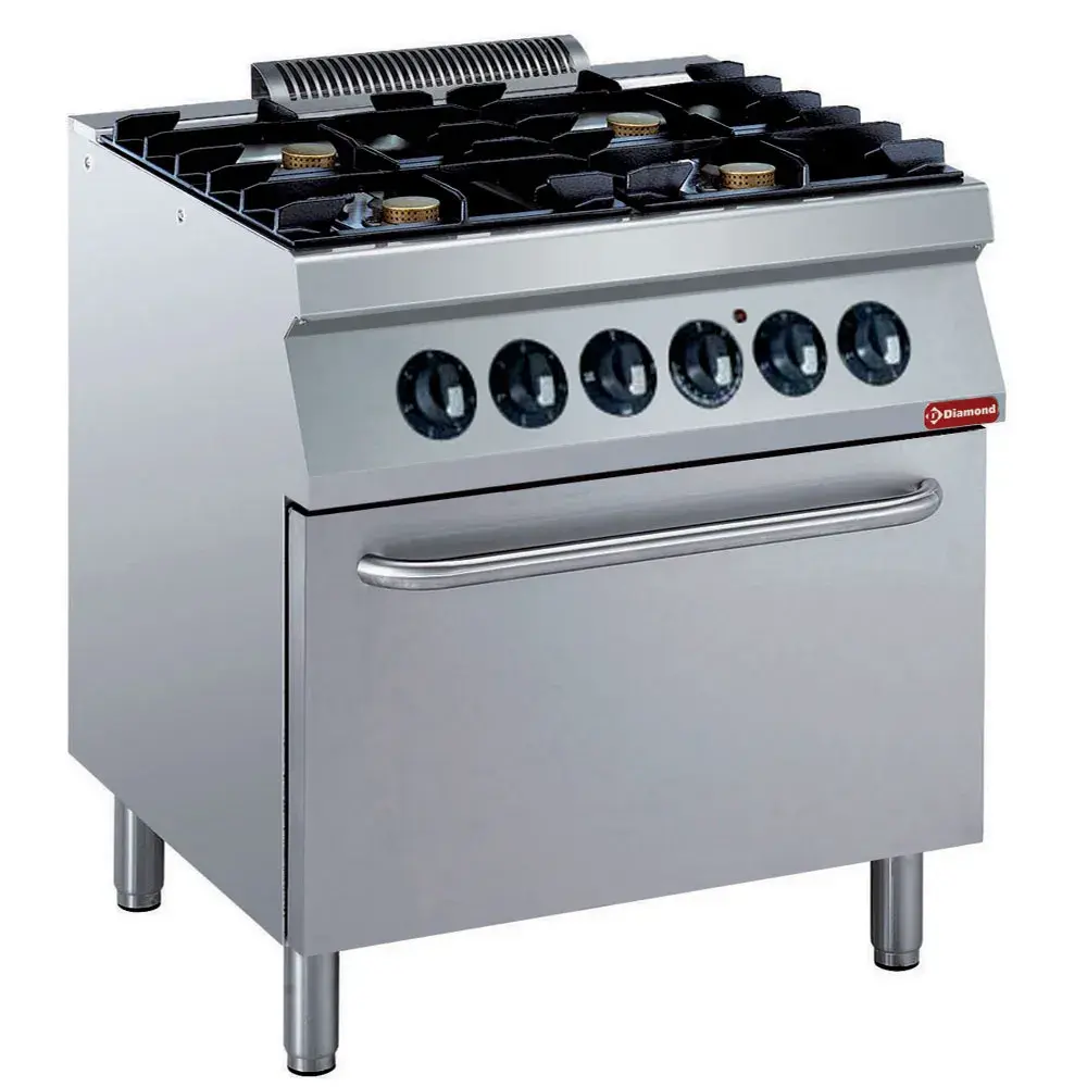 Fornuis 4 vuren 5,5 kW, elektrische oven GN 2/1 - Main Image