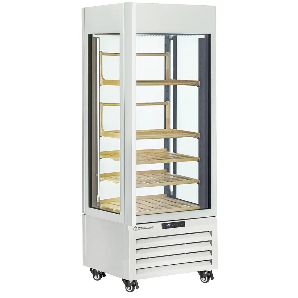 FULL glazen vitrine" 440 liter, 1 niveau + 4 planken, geventileerd - WINE - WIT