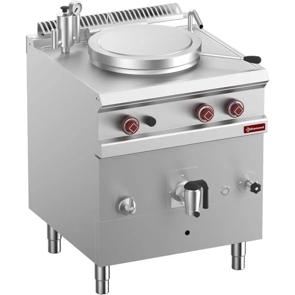 Ronde gas kookketel 50 liter, indirecte verwarming