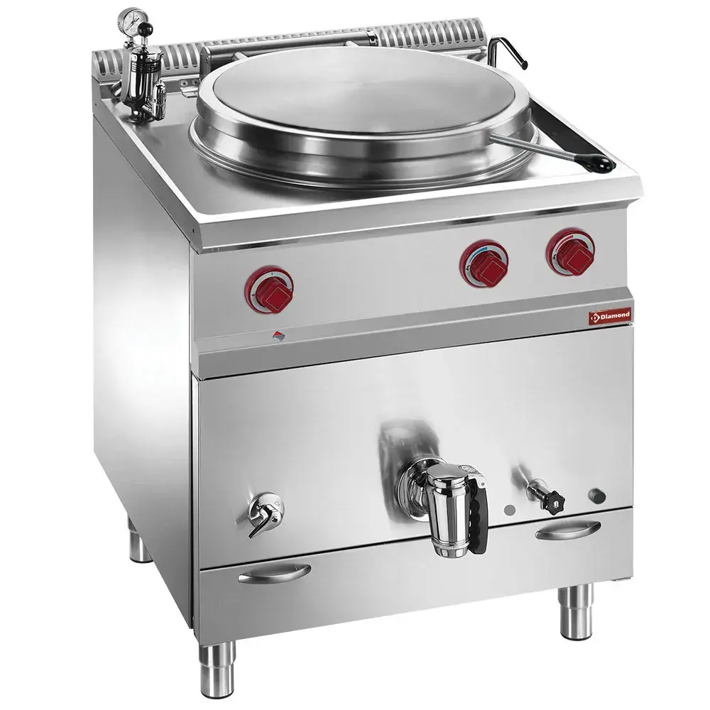 Ronde gas kookketel 50 liter, indirecte verwarming