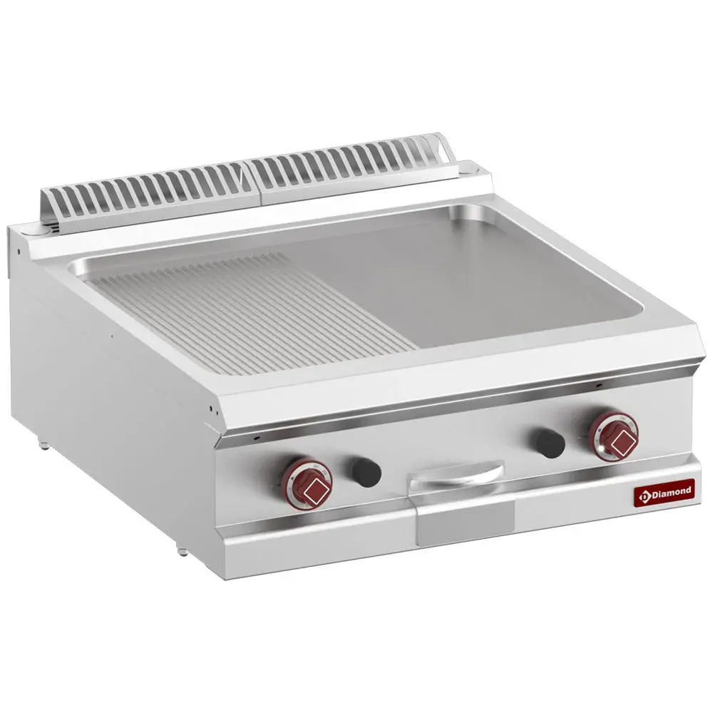 Braadplaat op gas 1/2 vlak, 1/2 geribbeld, module 1/1 -Top-