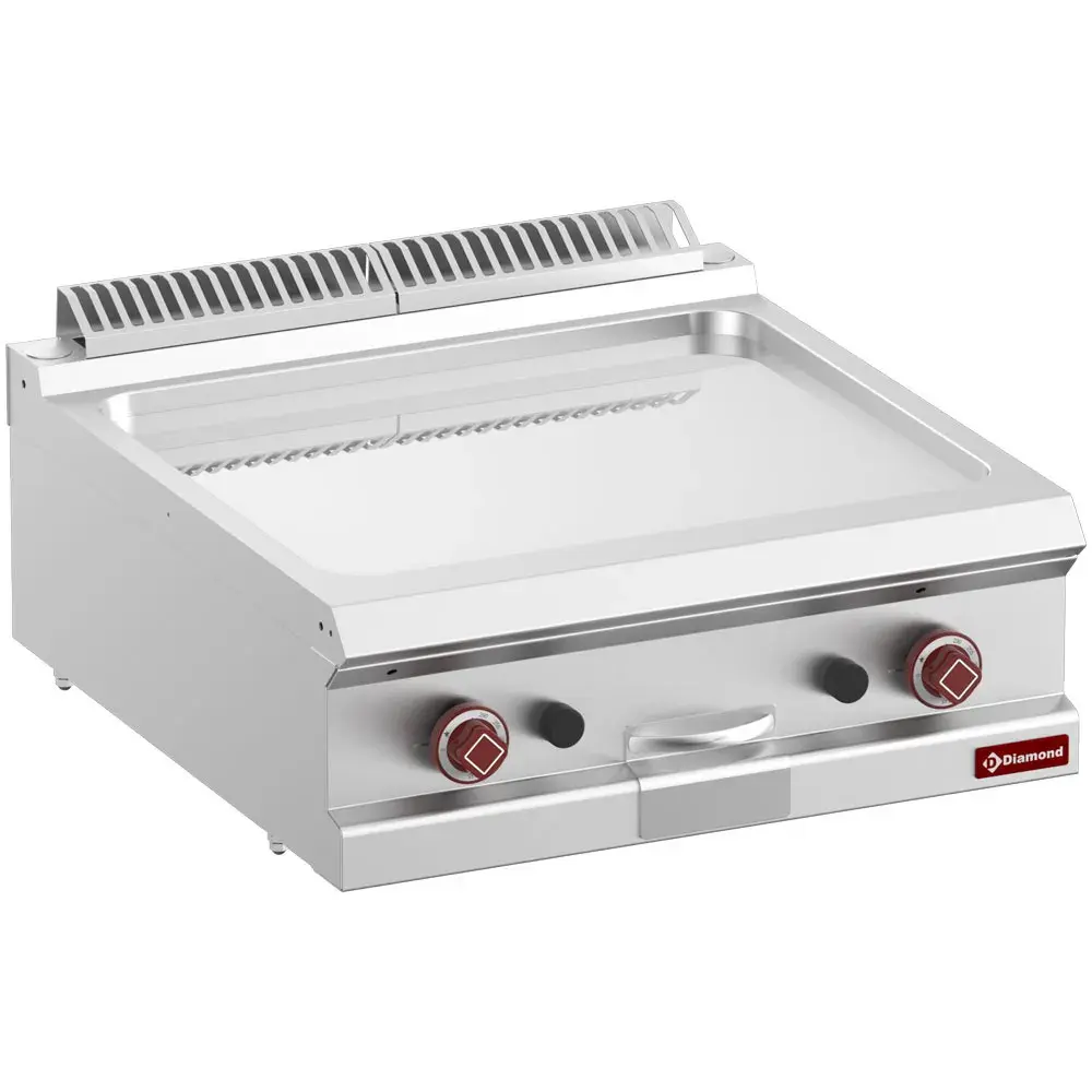Braadplaat op gas met vlakke plaat, hard verchroomde, module 1/1 -Top-