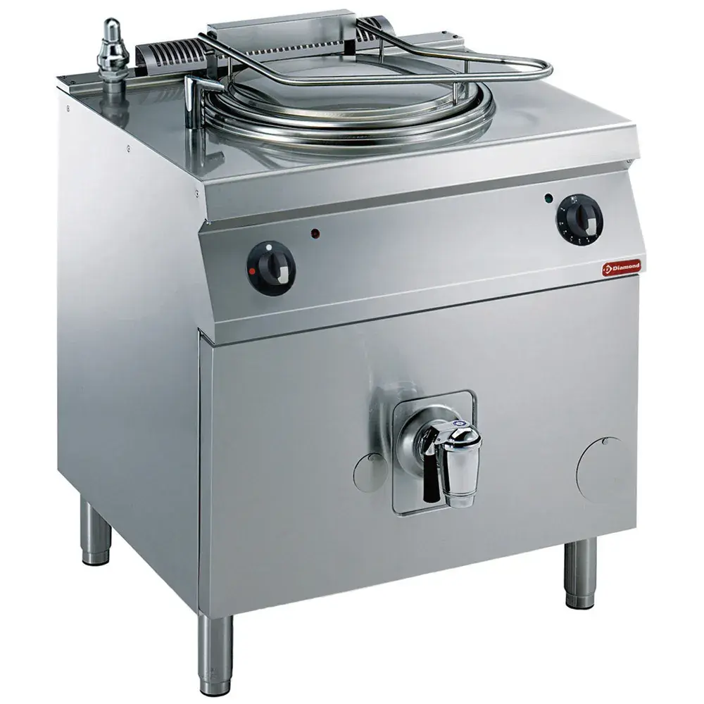 Gas kookketel 150 liter, indirecte verwarming, op meubel
