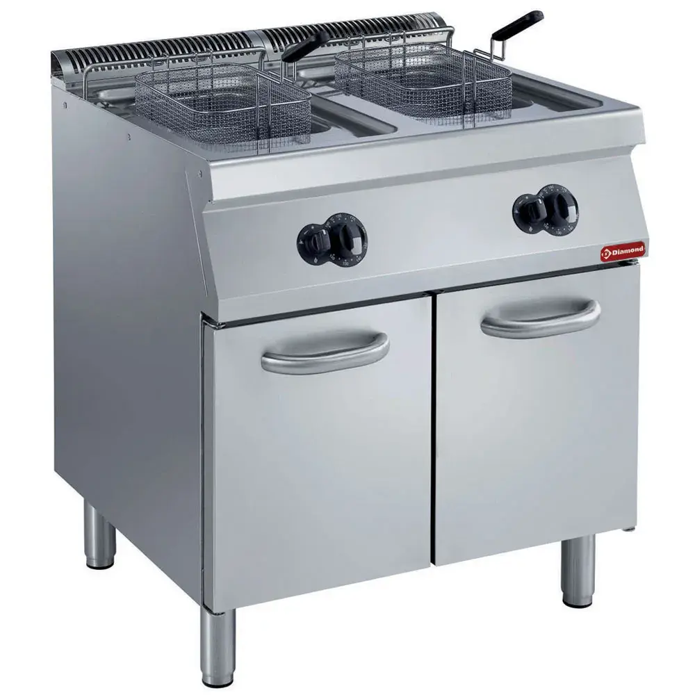 Gasfriteuse, kuip in "Y" 2x 15 liter, buitenkant branders, op kast - Main Image