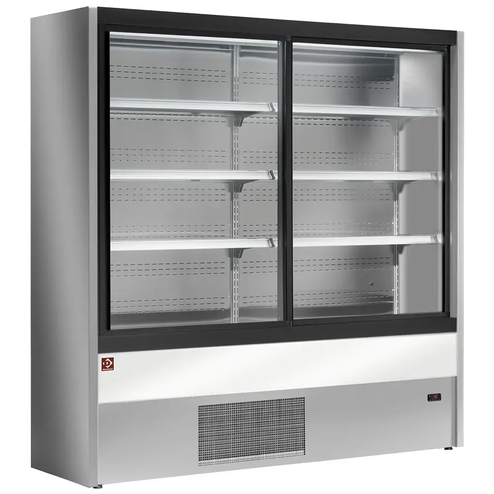 Gekoeld wandmeubel, geventileerd met glazen schuifdeuren - GRIJS/WIT - Main Image