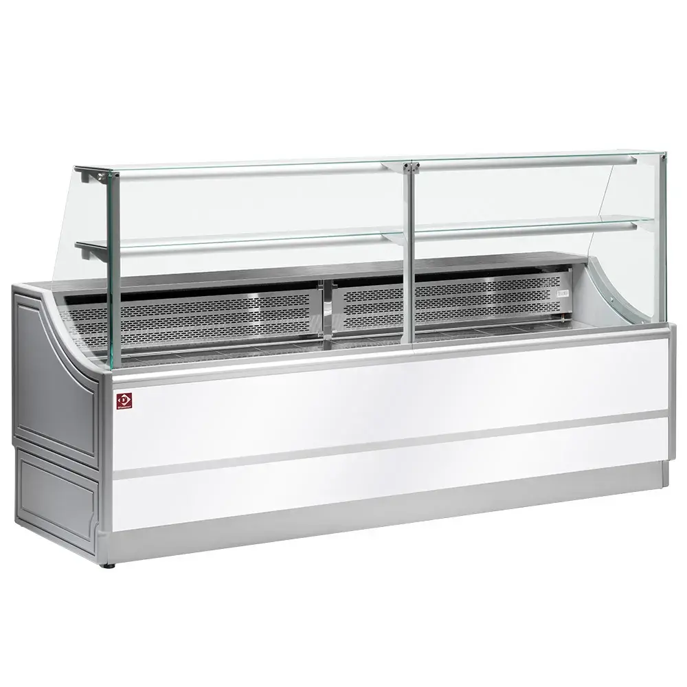 Gekoelde uitstaltoonbank rechte ruiten 90°, met reserve - Main Image