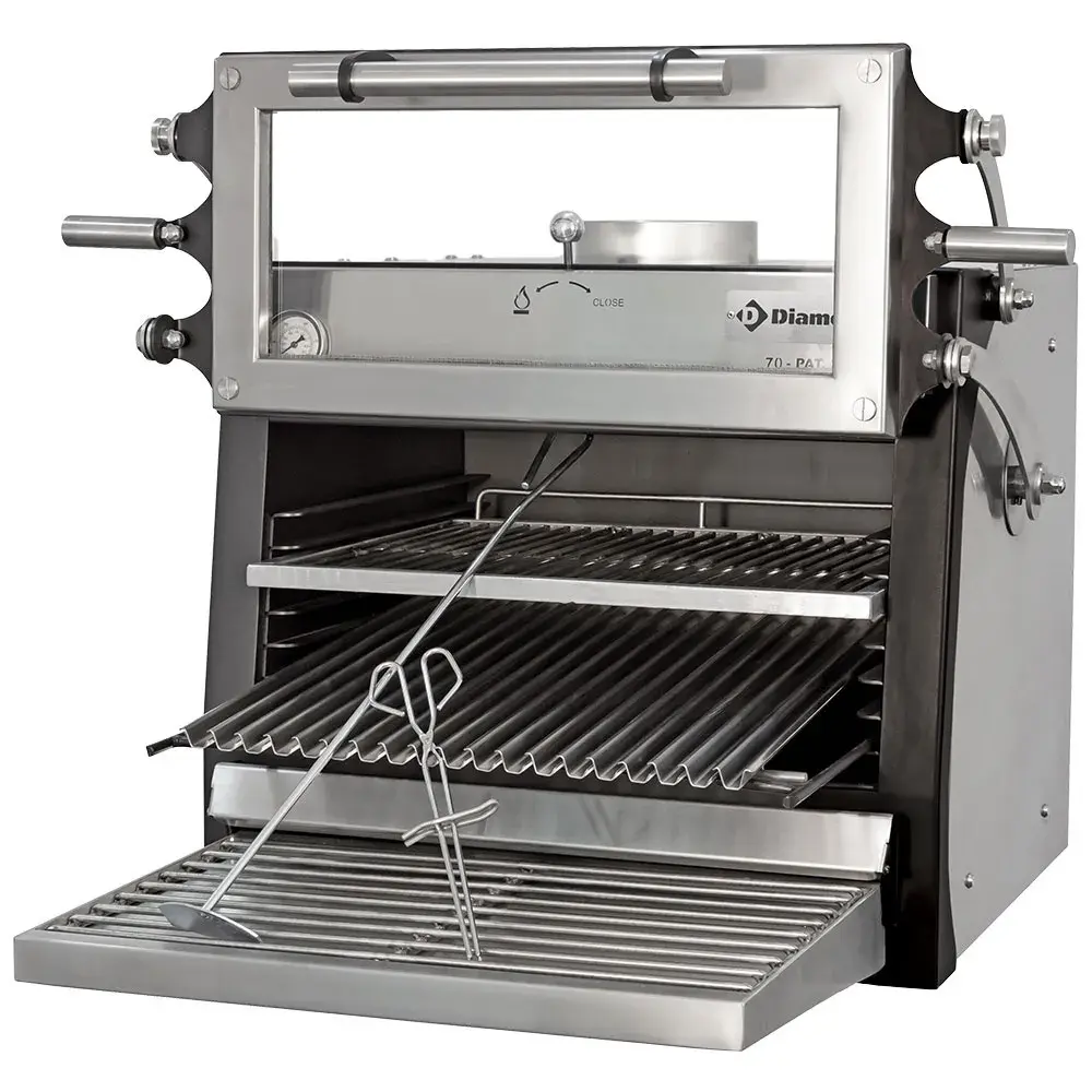 Houtskooloven-BBQ, GN 1/1 (60 Kg/h)/ - Hefbare deur/Roestvrij staal - Main Image