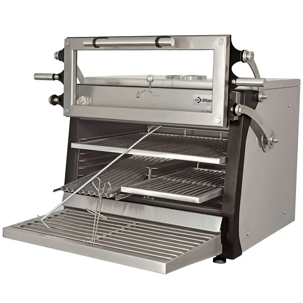 Houtskooloven-BBQ, GN 1/1 + GN2/4 (75 Kg/h)- Hefbare deur/Roestvrij staal - Main Image