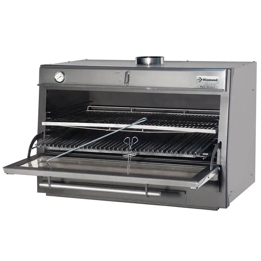 Houtskooloven-BBQ, GN 2/1 + GN1/1 (150 Kg/h)/Roestvrij staal - Main Image