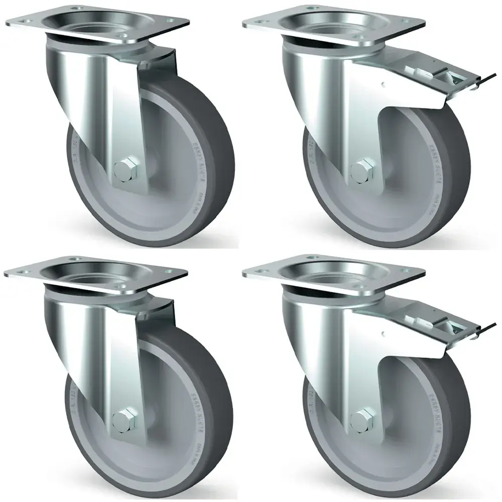 Kit van 4 zwenkwielen voor kast, 2x met rem