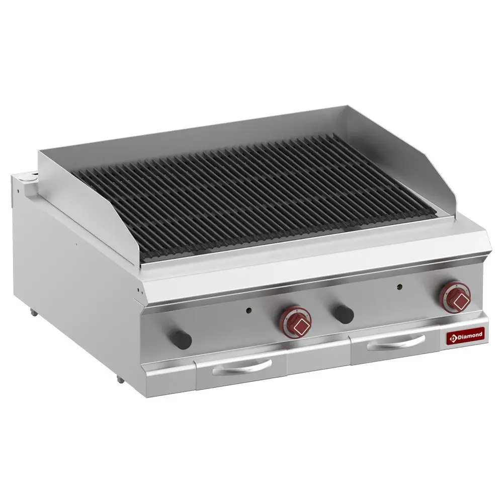 Lavasteengrill, module 1/1 rooster in gietijzer "dubbelzijdig"-Top-