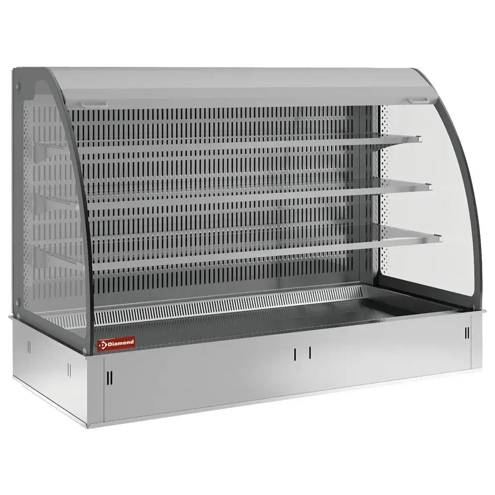 Muurmodel met topelement en open uitstalvitrine 3 niveau's (met gordijn), gekoeld, geventileerd, 5x GN 1/1 (zonder waterdicht eenheid) - Main Image