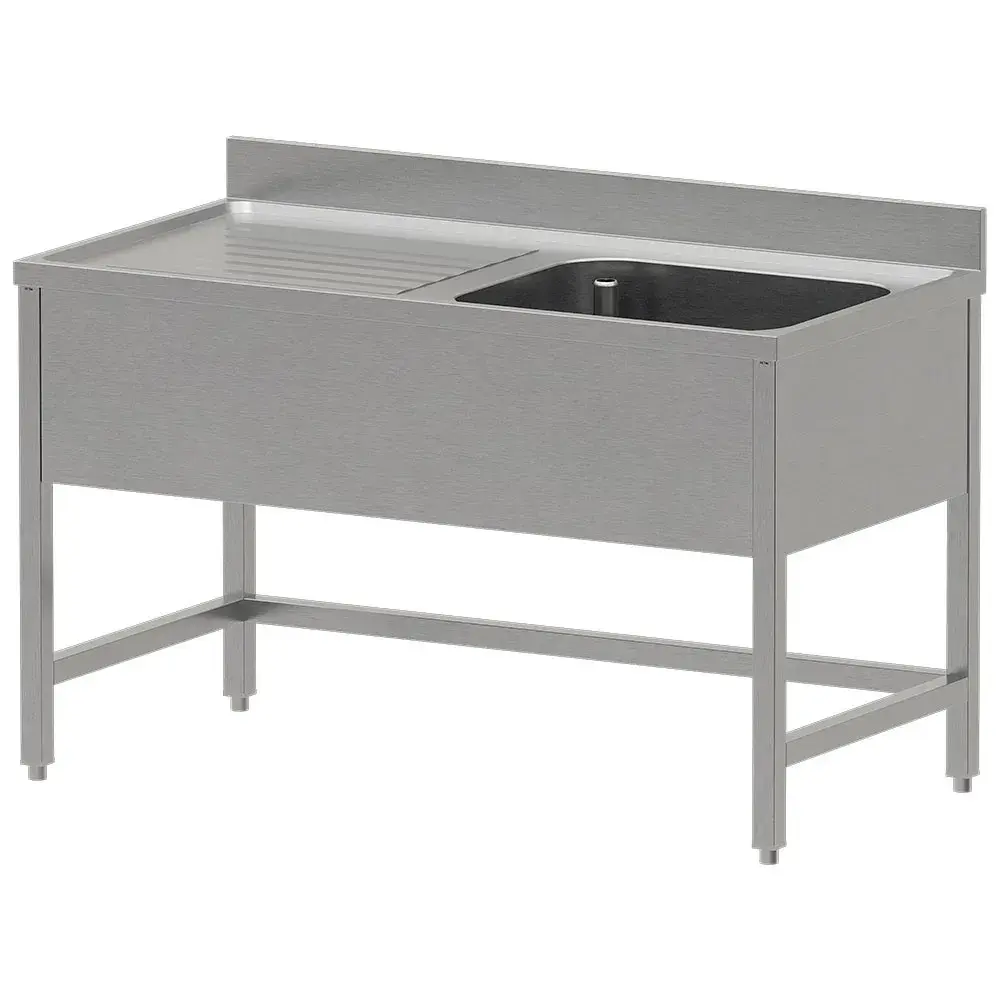 RVS spoeltafel ECO met 1 kuip en links druipvlak, zonder onderlegplank - Main Image