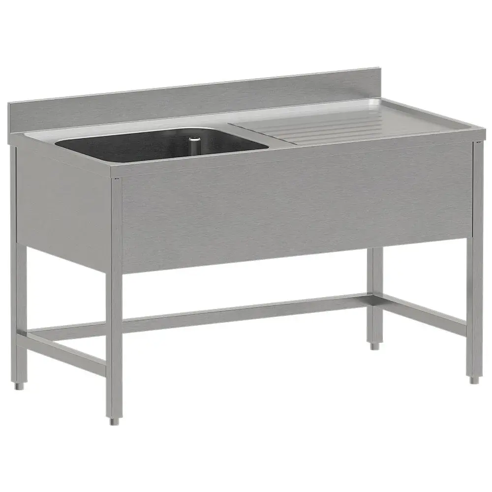 RVS Spoeltafel ECO met 1 kuip en rechts druipvlak, zonder onderlegplank - Main Image