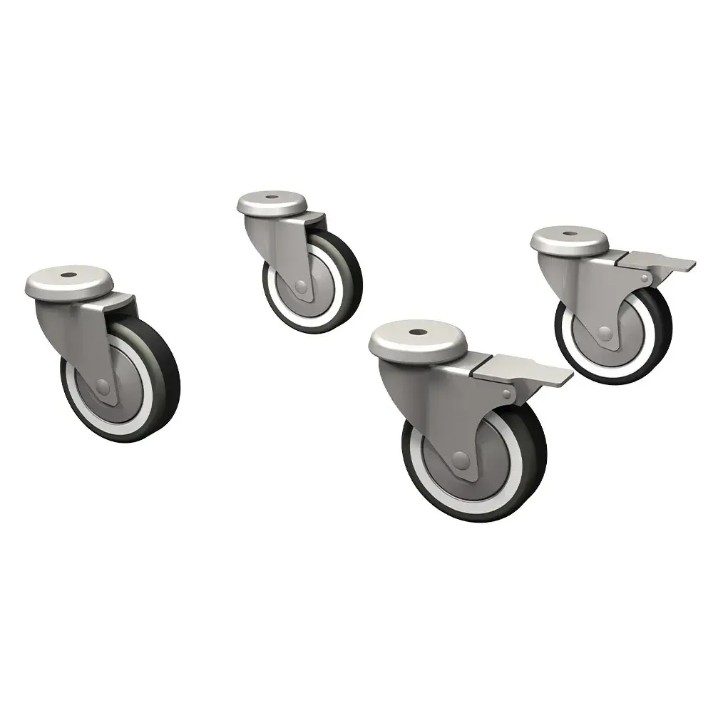 Set van 4 "gegalvaniseerde" zwenkwielen, waarvan 2 met remmen - Main Image