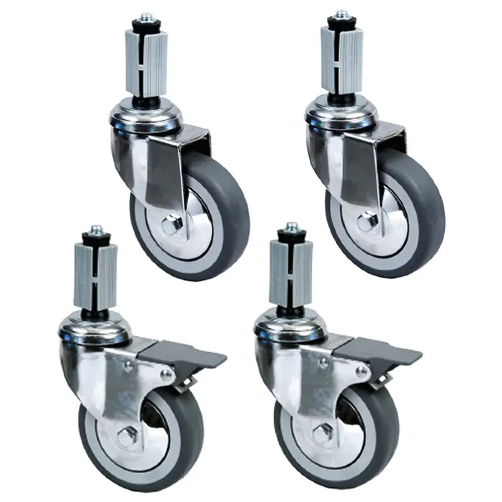 Set van 4 verchroomde wielen Ø 100 (2 met rem) voor tafels - Main Image