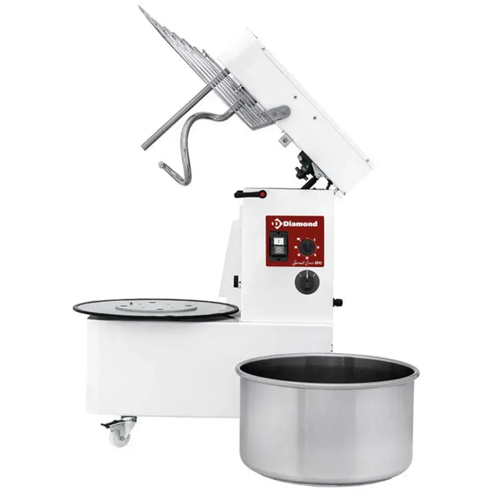 Spiraalkneder 33 liters kantelbare kop, verwijderbare kuip, 2 snelheden, timer, op wielen - Main Image