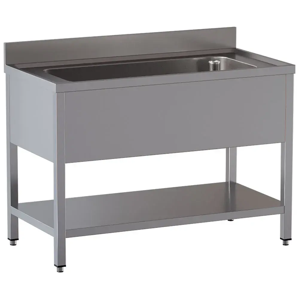 Spoeltafel met 1 kuip 950x500xh350, met onderlegplank - Main Image