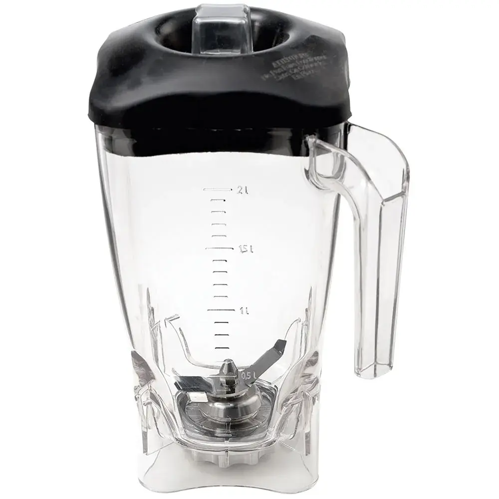 Vierkante Lexan beker 2 liters met deksel en mes (2 bladen) - Main Image