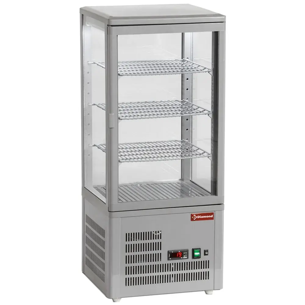 Vitrine tafelmodel geventileerd, 4 glazen zijden, 4 niveau "Grey" - Main Image