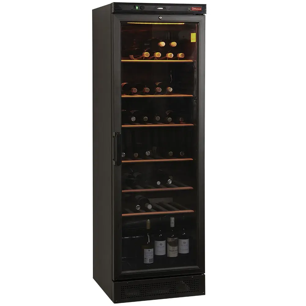 Wijnkast vitrine, 380 liter, ZWART - Main Image