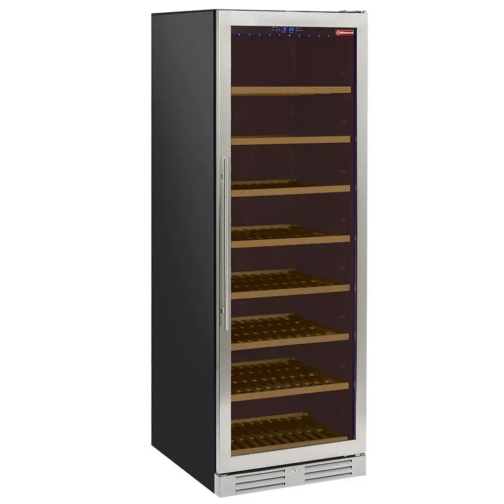 Wijnkast vitrine, geventileerd, roestvrijstalen deur, 470 Lt., - ZWART - Main Image