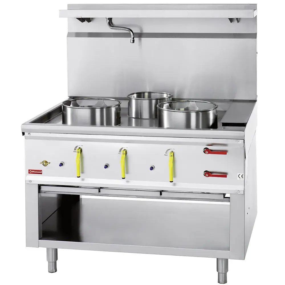 Wok stove 3 burners with water curtain - Main Image