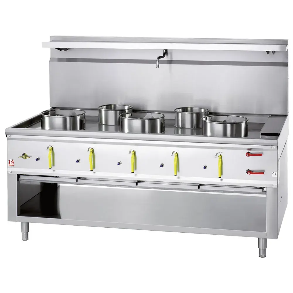 Wok stove 5 burners with water curtain - Main Image