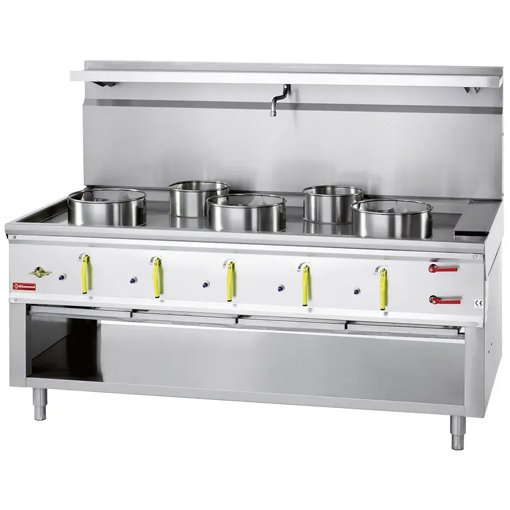 Wok stove 5 burners with water curtain - Main Image