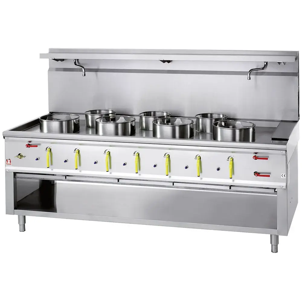 Wok stove 7 burners with water curtain - Main Image