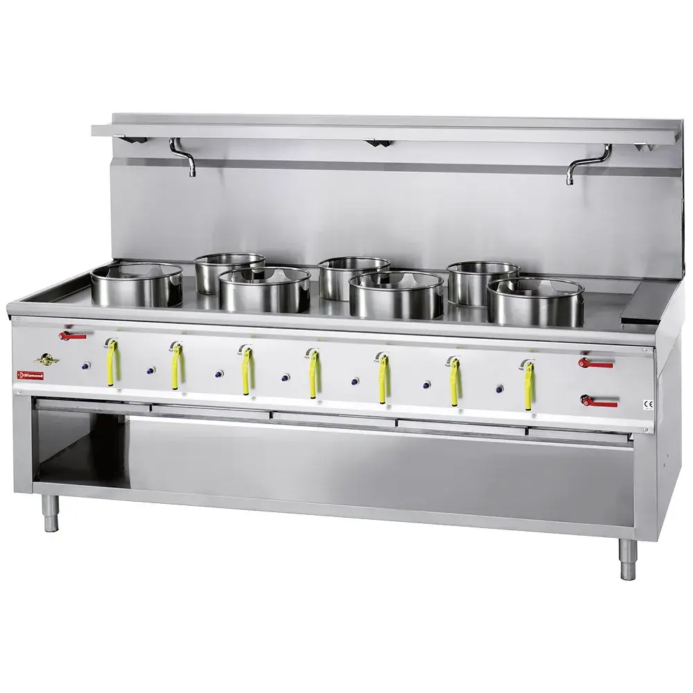 Wok stove 7 burners with water curtain - Main Image