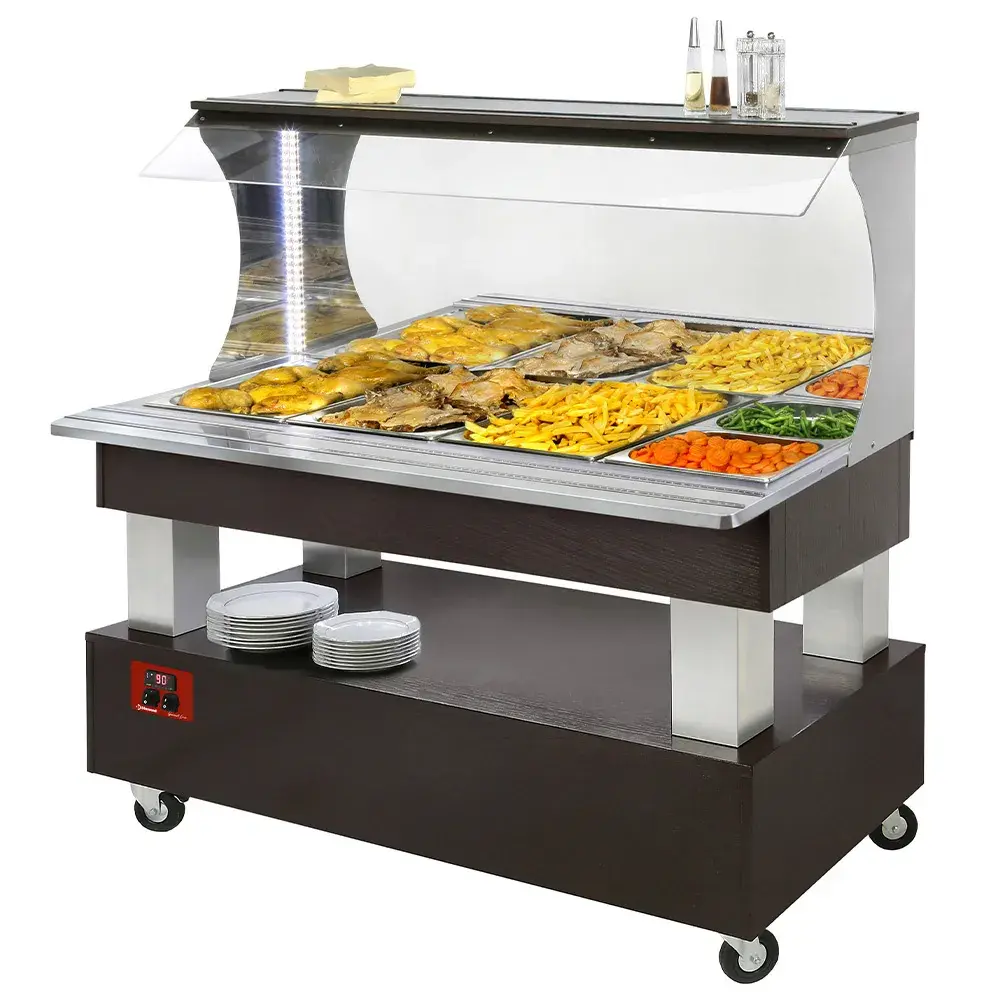 Bain-marie warm wall buffet 4x GN1/1-150 (Wengé wood) - Main Image