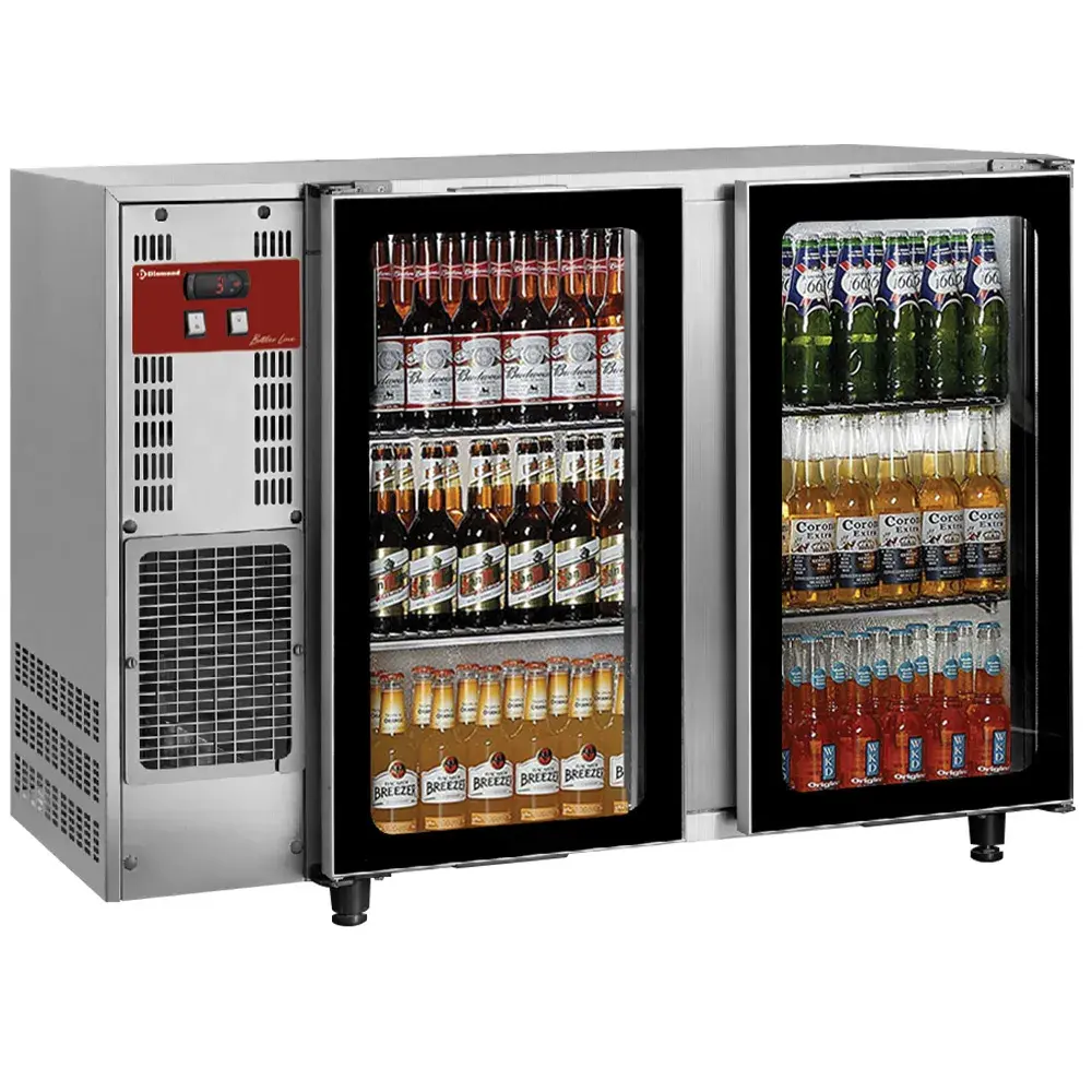 Bottle cooler, stainless steel, 2 glass doors, 375 liters - Main Image
