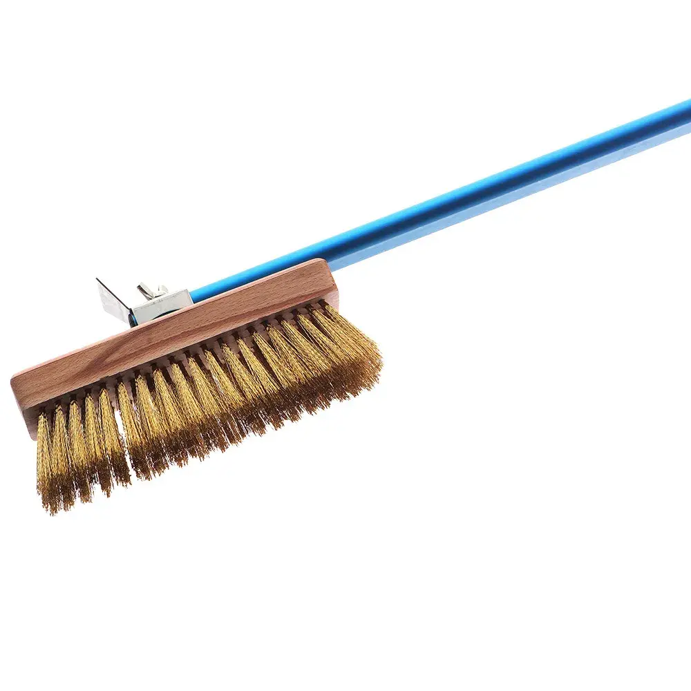 Brass brush, anodized aluminum adjustable head for oven with scraper - Main Image